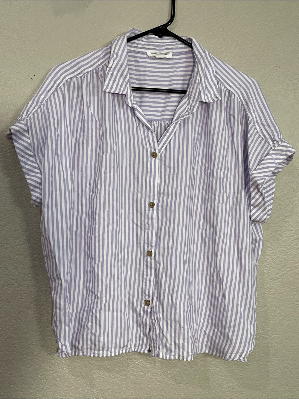 beachlunchlounge purple and white striped button-down shirt women’s XL
